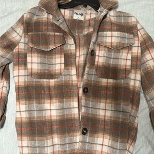 Women's Plaid Jacket - Brown and Cream